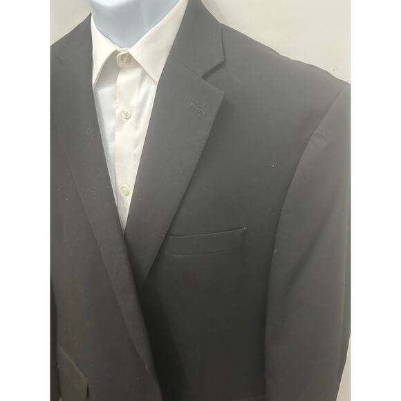 Chaps Wool Blazer Black 48R Two Button Sport Coat Jacket - Picture 1 of 8